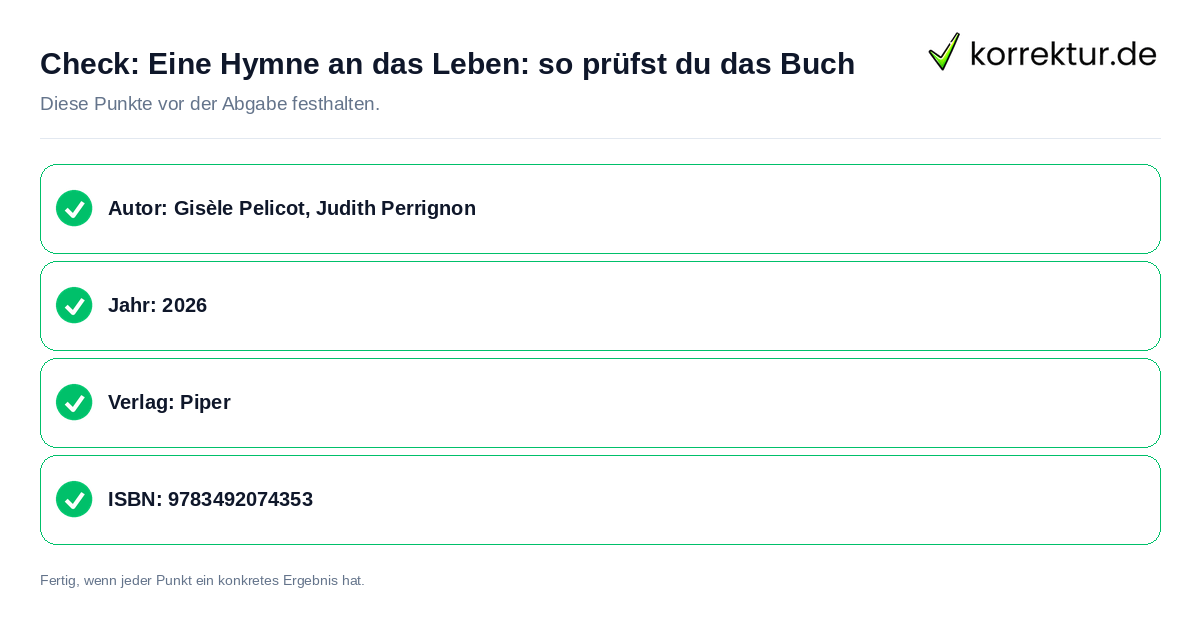 Check: Eine Hymne an das Leben: so prüfst du das Buch Eine Hymne an das Leben: so prüfst du das Buch: Prüfliste mit vier Punkten