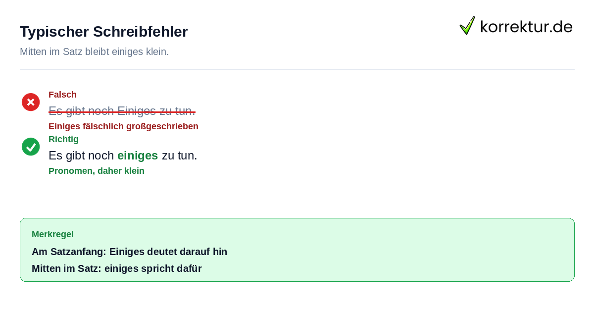 Typischer Schreibfehler Einiges groß oder klein: Fehler korrigiert