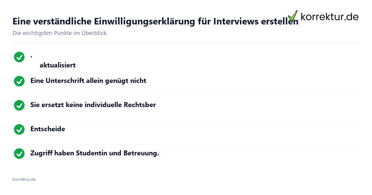 Eine verständliche Einwilligungserklärung für Interviews erstellen: Überblick