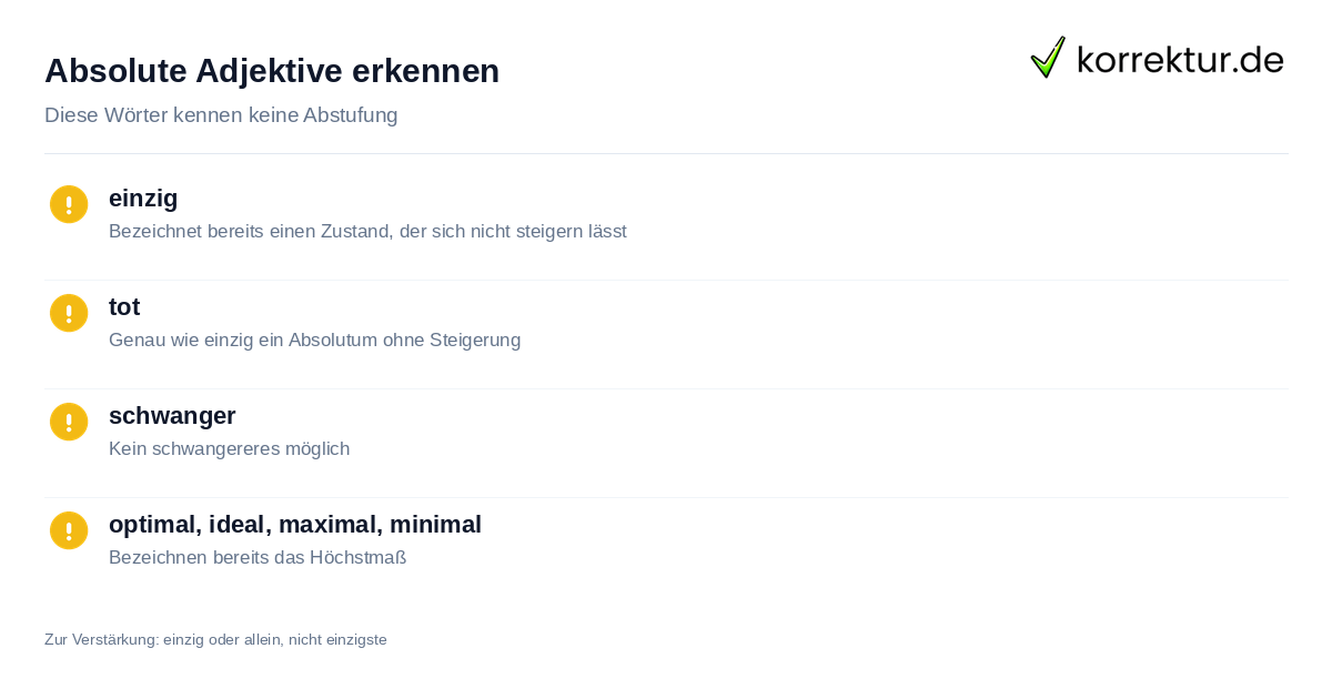 Absolute Adjektive erkennen Absolute Adjektive wie einzig lassen sich nicht steigern