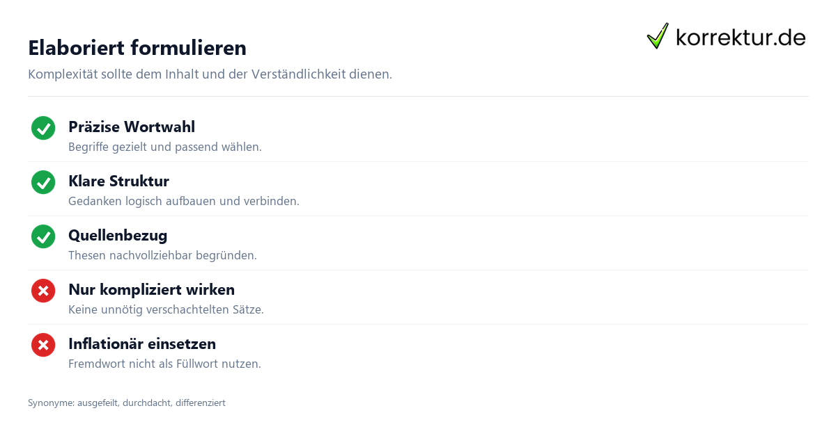 Elaboriert Bedeutung: Merkmale einer elaborierten Formulierung
