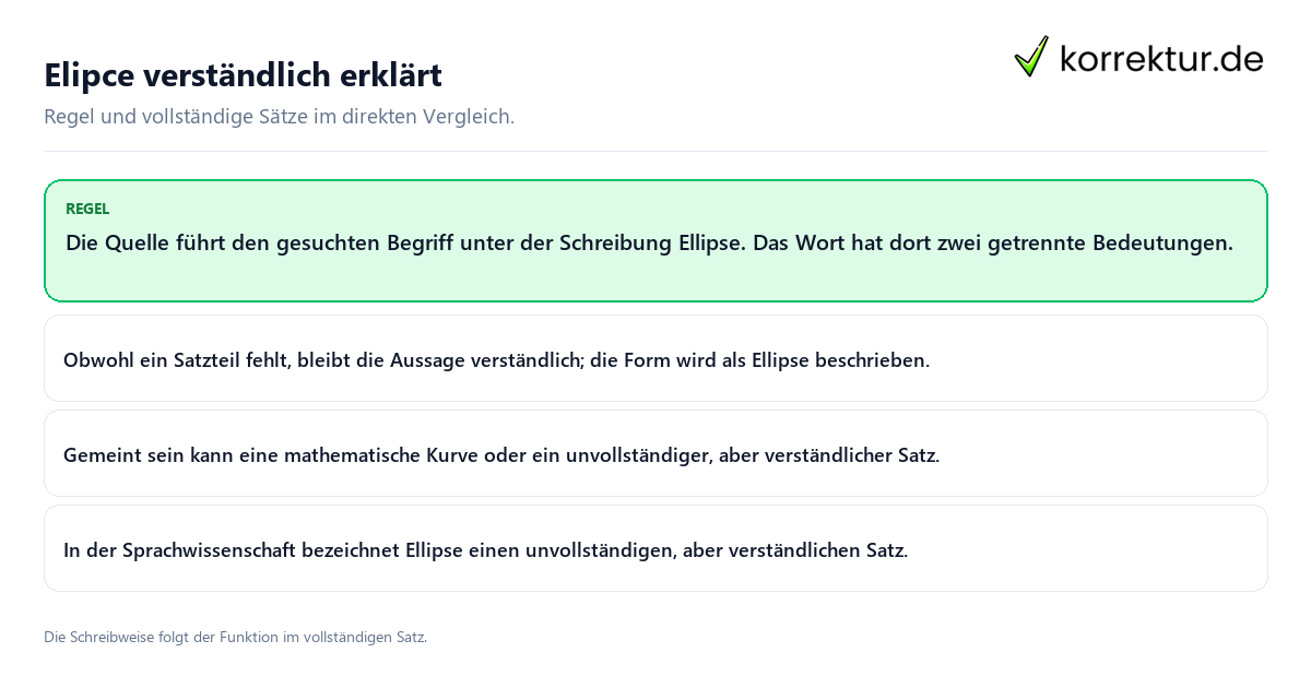 Konkrete Regel und vollständige Beispielsätze zu Elipce verständlich erklärt