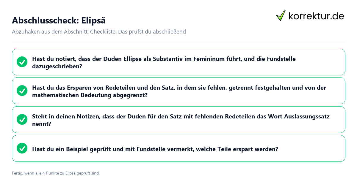 Konkreter Abschlusscheck zu Elipsă