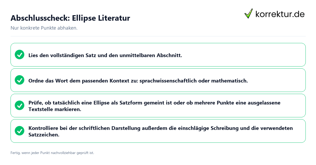 Abschlusscheck: Ellipse Literatur Konkreter Abschlusscheck zu Ellipse Literatur