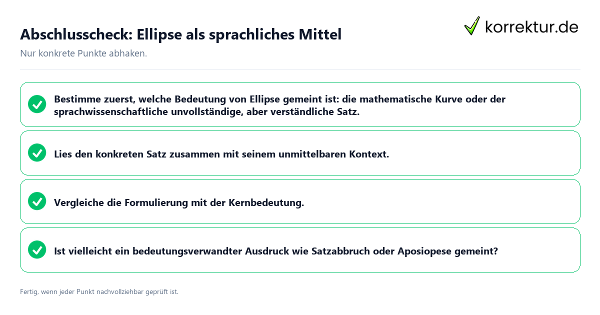 Konkreter Abschlusscheck zu Ellipse als sprachliches Mittel