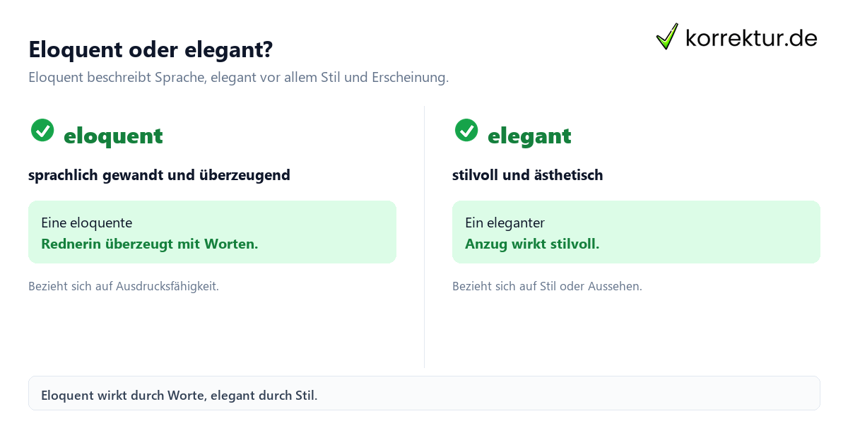 eloquent Bedeutung: Unterschied zwischen eloquent und elegant