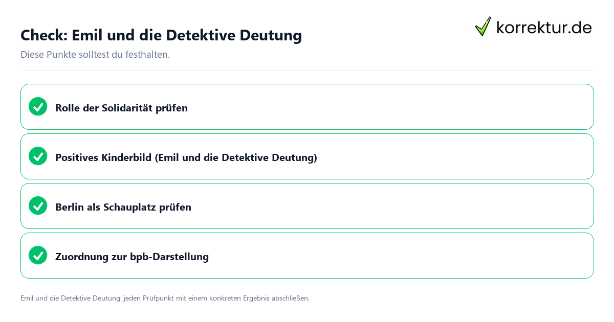 Emil und die Detektive Deutung mit einer themenspezifischen Checkliste