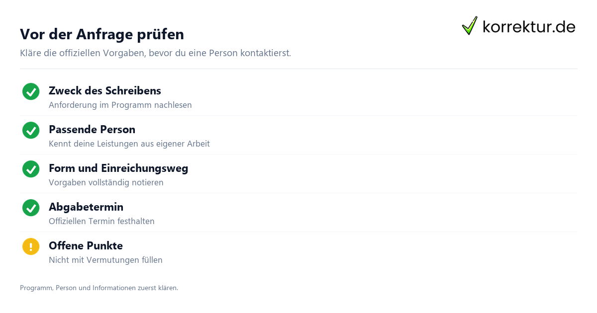 Vor der Anfrage prüfen Empfehlungsschreiben für ein Stipendium sinnvoll angehen: Unterlagen prüfen