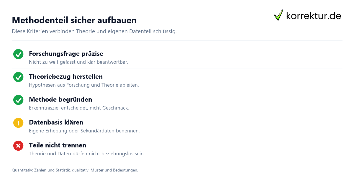 Eine empirische Arbeit schreiben und sicher aufbauen, Methodenteil prüfen
