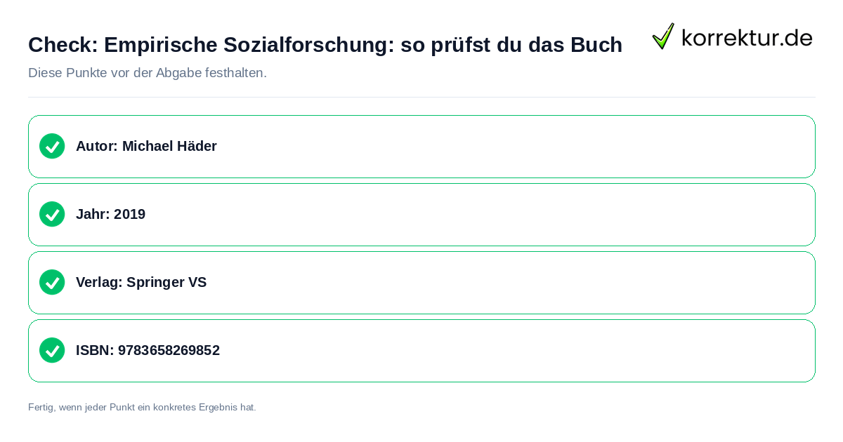 Empirische Sozialforschung: so prüfst du das Buch: Prüfliste mit vier Punkten