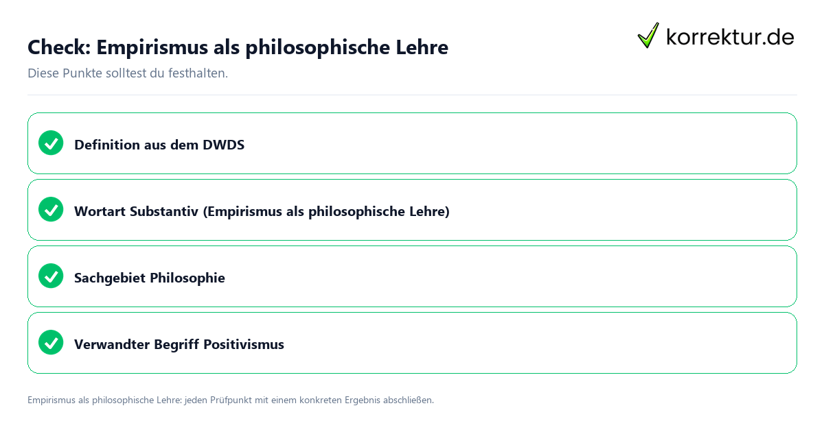 Check: Empirismus als philosophische Lehre Empirismus als philosophische Lehre mit einer themenspezifischen Checkliste