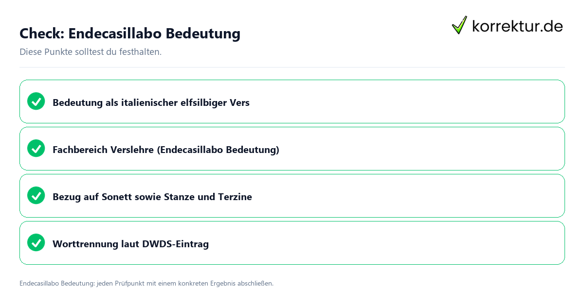 Endecasillabo Bedeutung mit einer themenspezifischen Checkliste