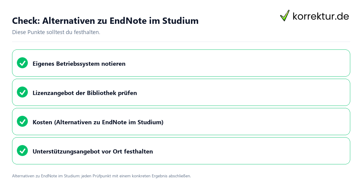 Check: Alternativen zu EndNote im Studium Alternativen zu EndNote im Studium mit einer themenspezifischen Checkliste