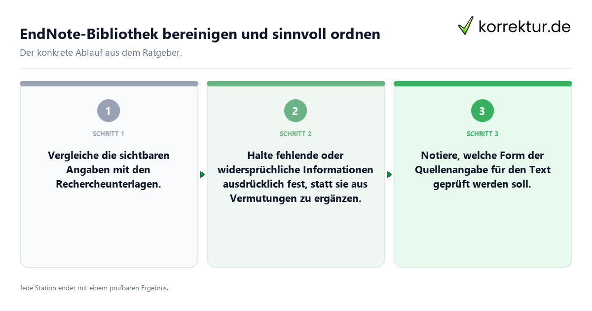 Konkrete Schritte zu EndNote-Bibliothek bereinigen und sinnvoll ordnen