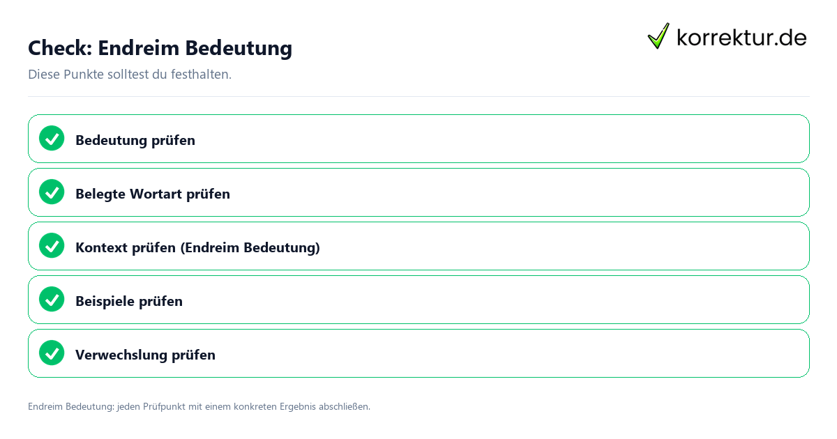 Endreim Bedeutung mit einer themenspezifischen Checkliste