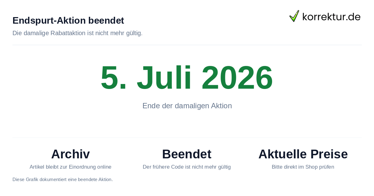 Endspurt-Aktion beendet Archivhinweis zur beendeten Endspurt-Aktion 2026