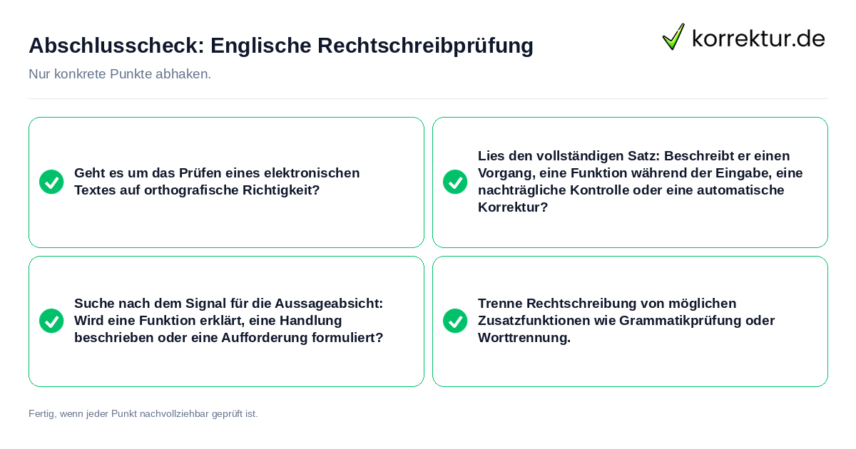 Konkreter Abschlusscheck zu Englische Rechtschreibprüfung