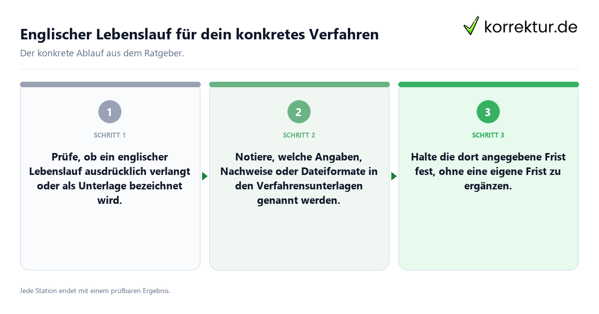 Konkrete Schritte zu Englischer Lebenslauf für dein konkretes Verfahren