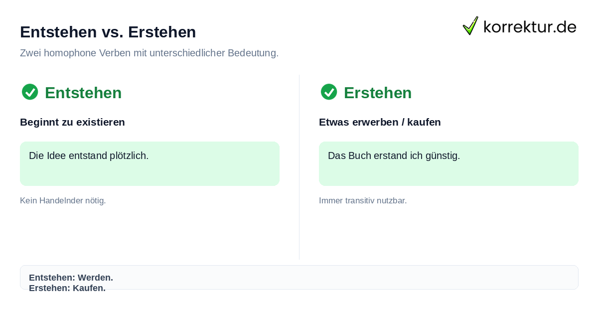 Unterschied zwischen entstehen und erstehen