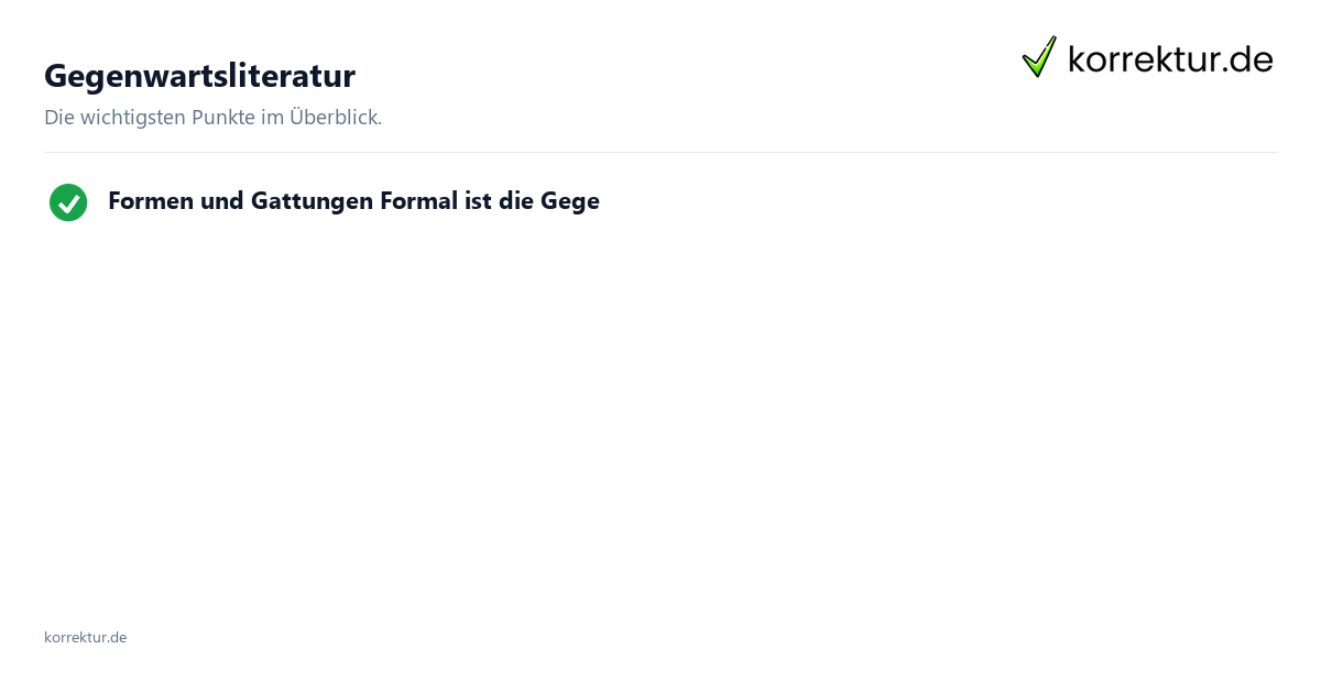 Gegenwartsliteratur Gegenwartsliteratur