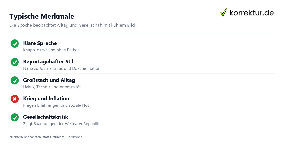 Neue Sachlichkeit: Merkmale und Vertreter, typische Stilmittel