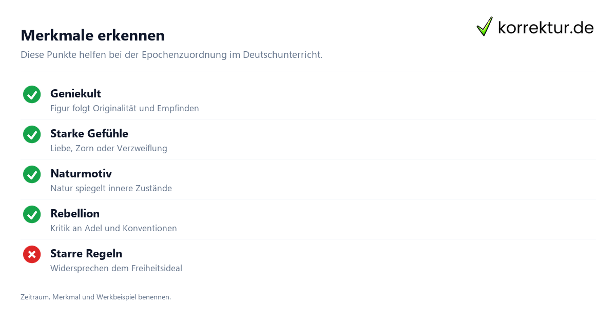 Sturm und Drang Merkmale für die Textanalyse