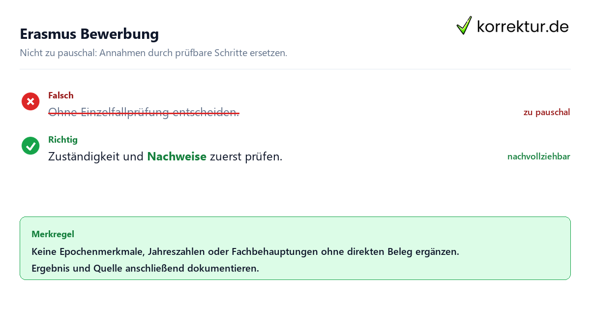 Ungeeignete und belastbare Vorgehensweise bei Erasmus Bewerbung
