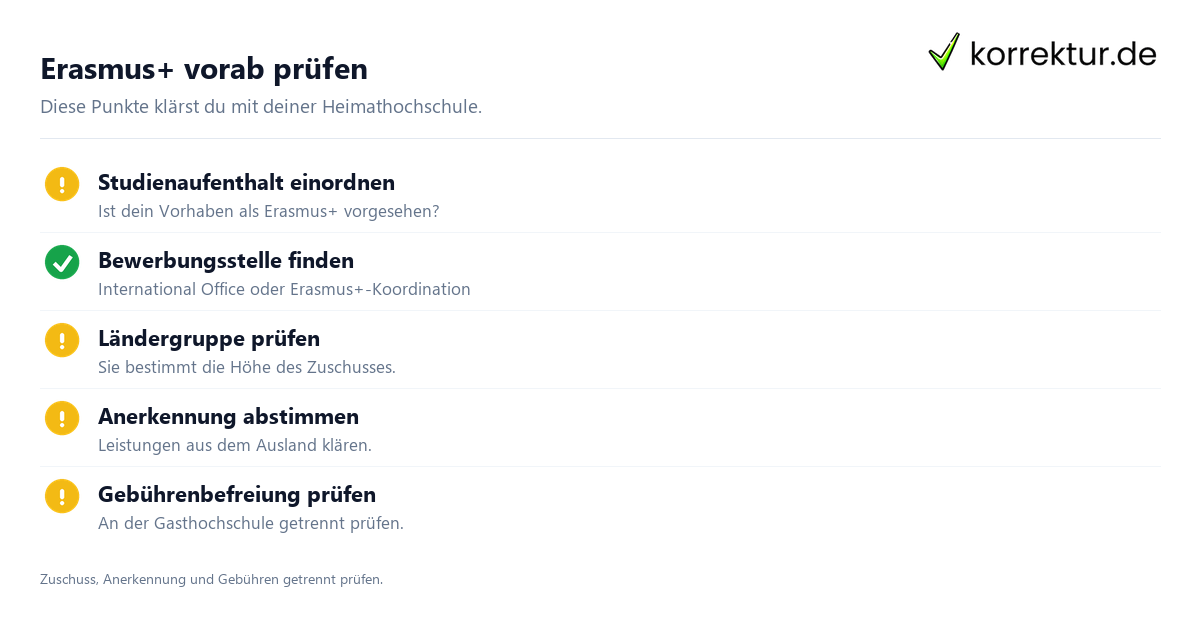 Erasmus+ vorab prüfen Erasmus-Förderung für Studium und Auslandsaufenthalt prüfen