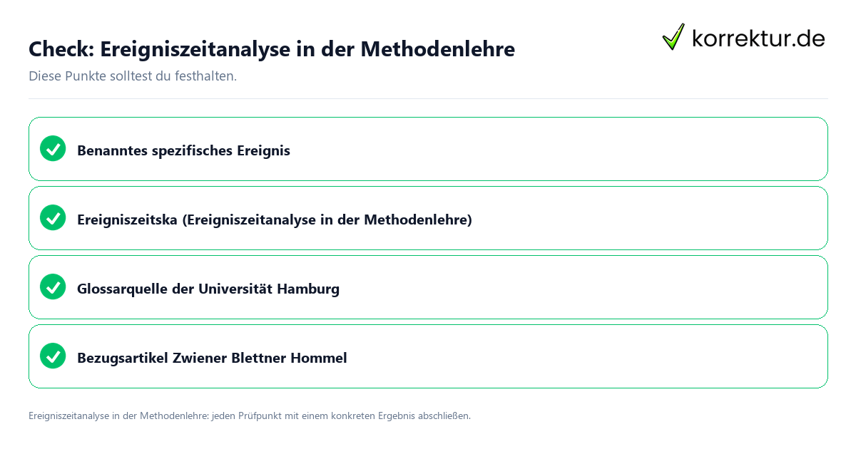 Ereigniszeitanalyse in der Methodenlehre mit einer themenspezifischen Checkliste