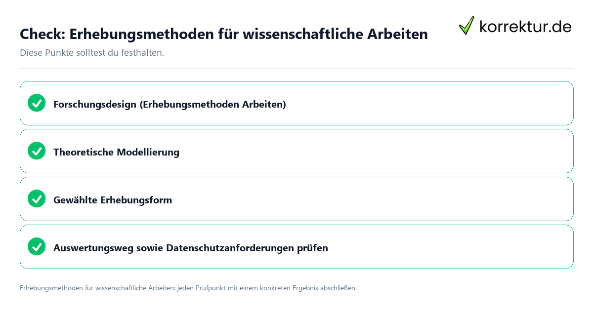 Erhebungsmethoden für wissenschaftliche Arbeiten mit einer themenspezifischen Checkliste