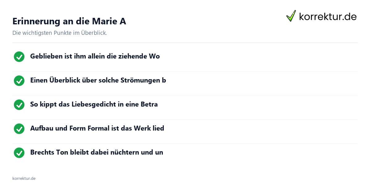 Erinnerung an die Marie A