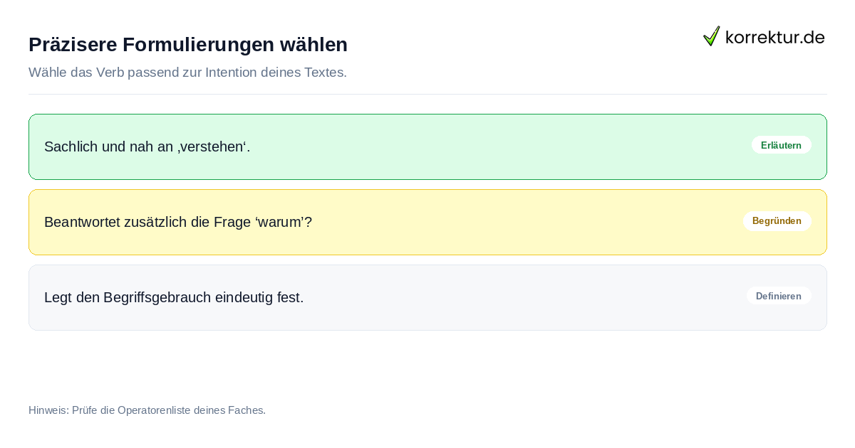 Synonyme für Erklären: erläutern, darlegen oder begründen