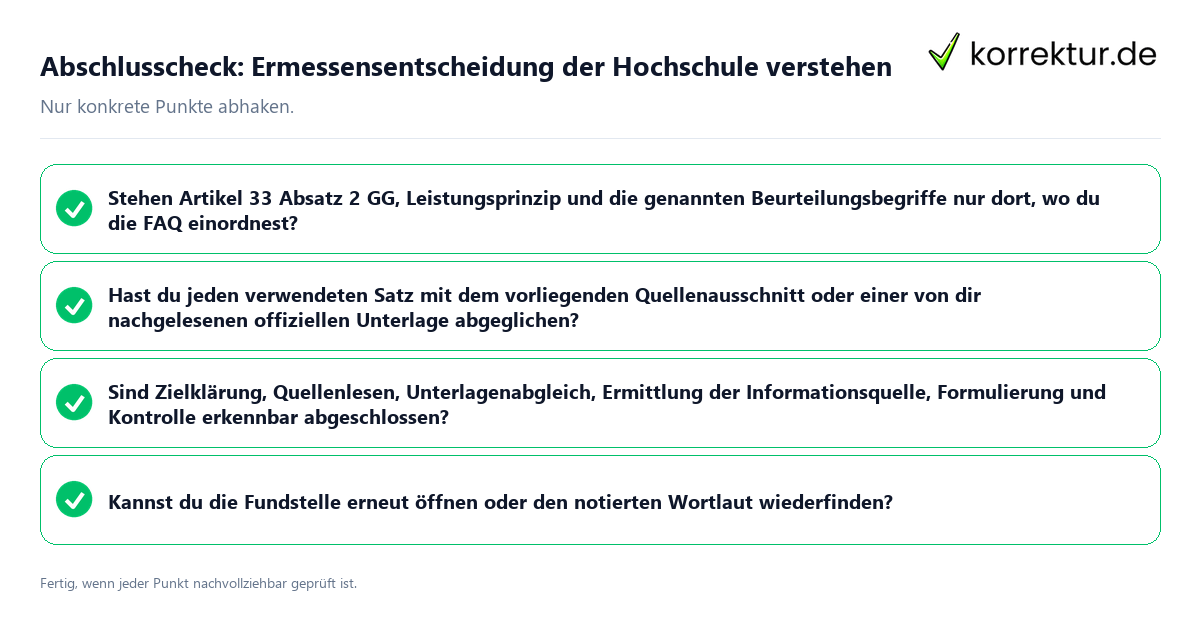 Konkreter Abschlusscheck zu Ermessensentscheidung der Hochschule verstehen