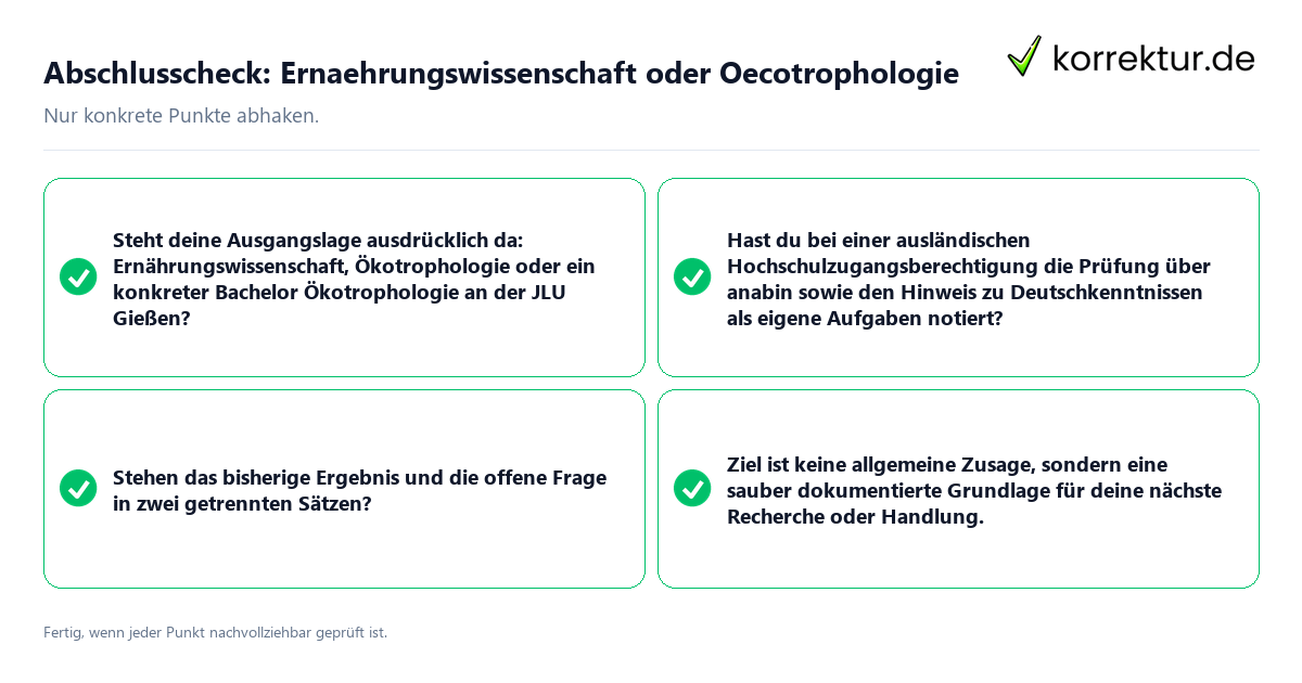 Konkreter Abschlusscheck zu Ernaehrungswissenschaft oder Oecotrophologie