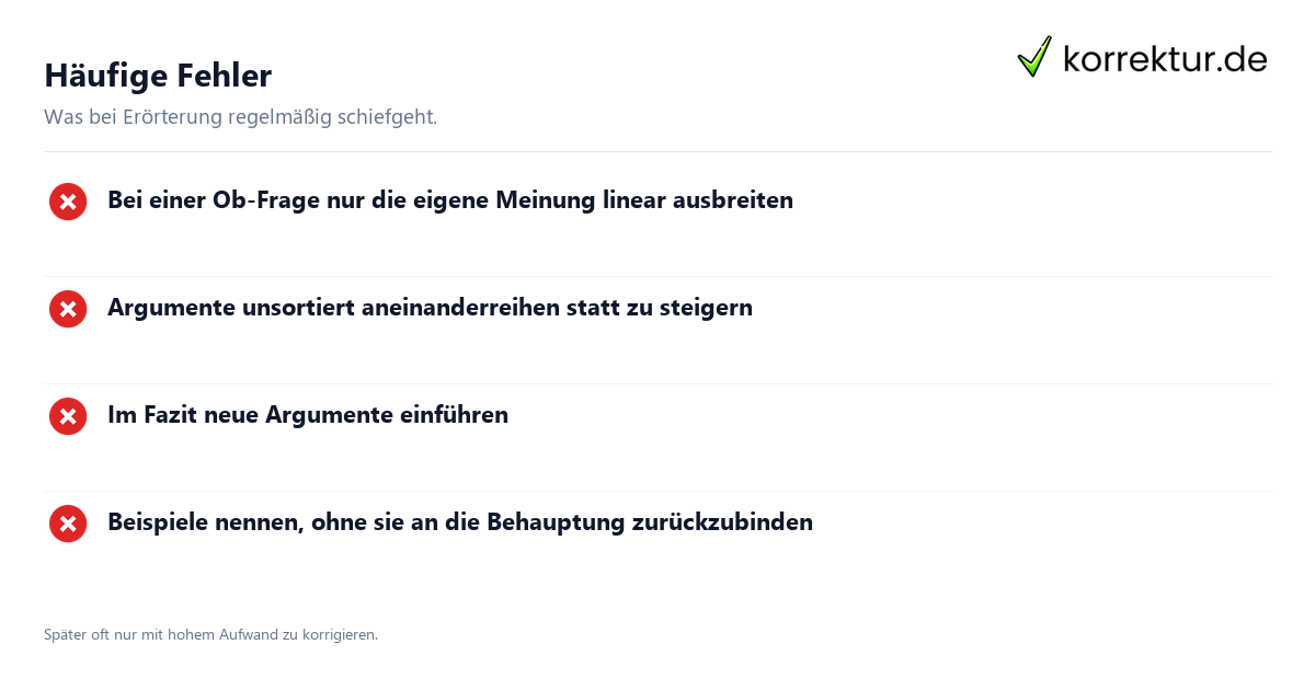 Dialektische und lineare Erörterung im Aufbau: häufige Fehler