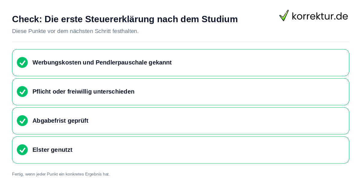Die erste Steuererklärung nach dem Studium: Prüfliste mit vier Punkten