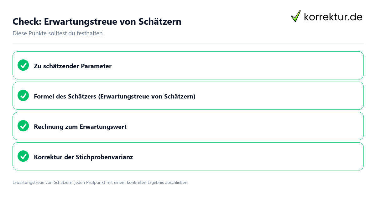 Erwartungstreue von Schätzern mit einer themenspezifischen Checkliste