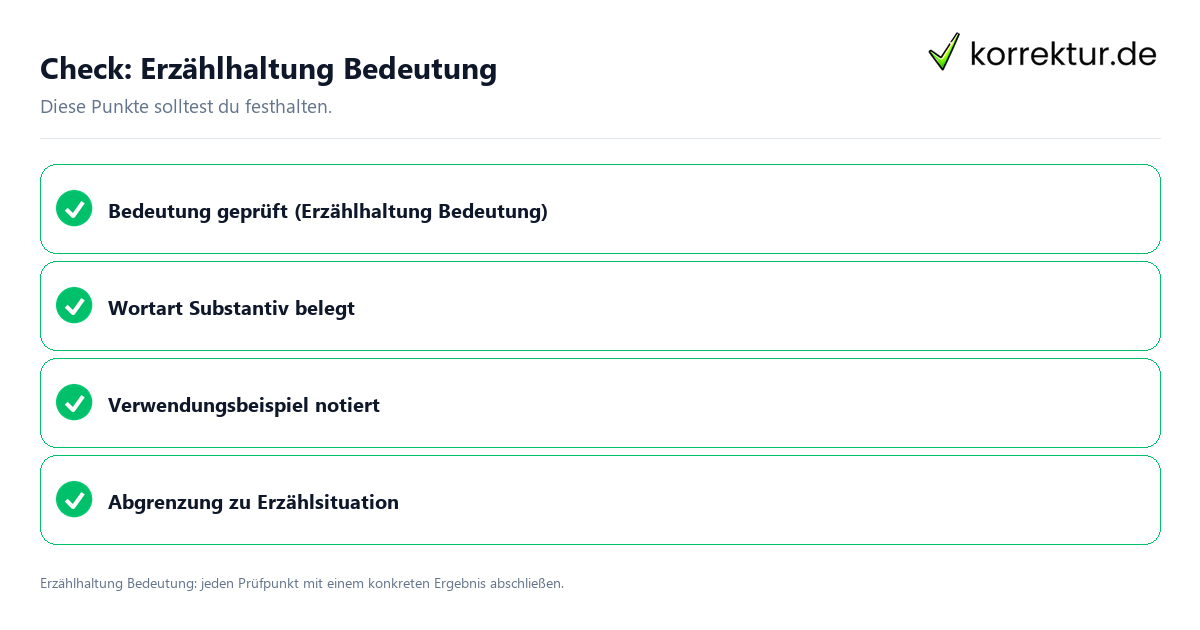 Erzählhaltung Bedeutung mit einer themenspezifischen Checkliste