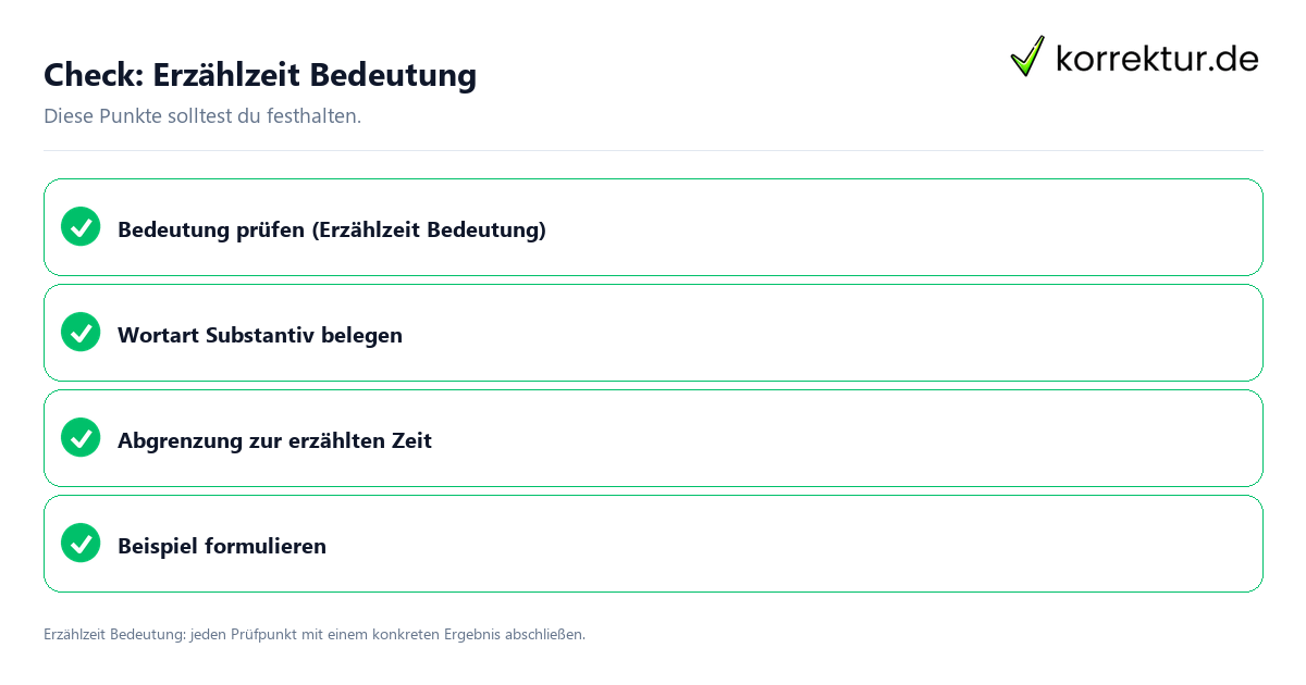 Erzählzeit Bedeutung mit einer themenspezifischen Checkliste