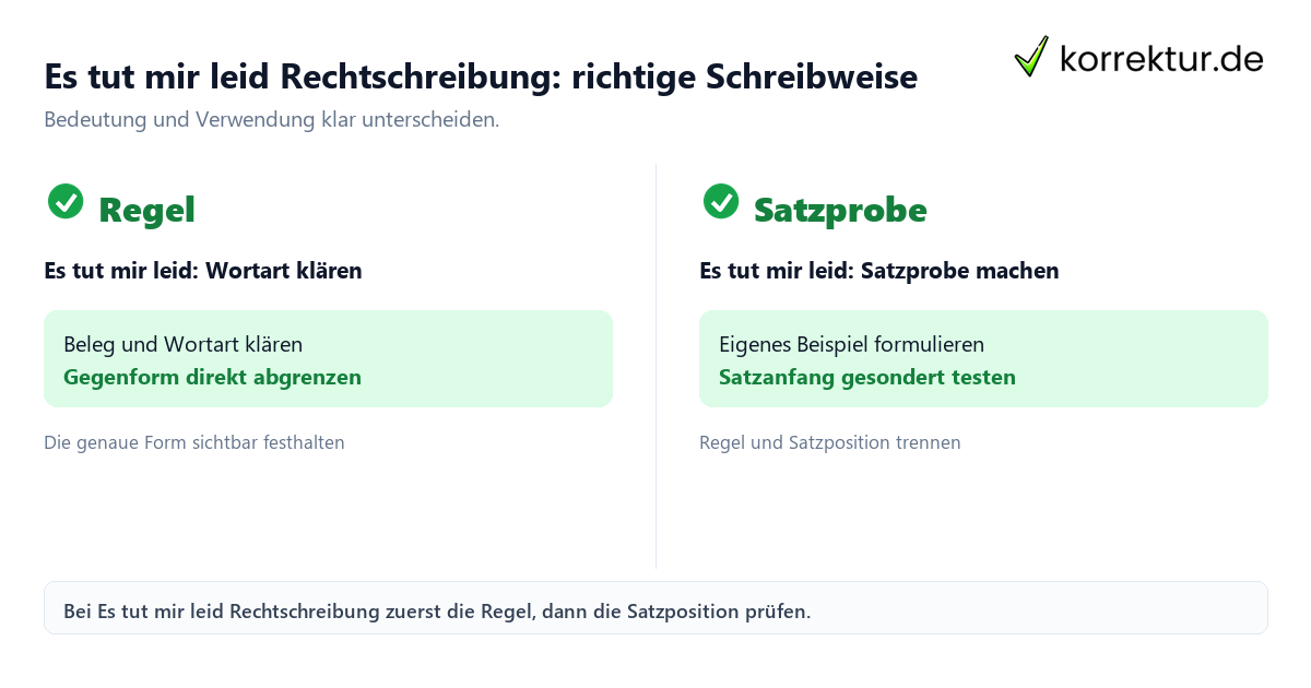 Es tut mir leid Rechtschreibung: richtige Schreibweise mit Bedeutung und passender Verwendung im Vergleich