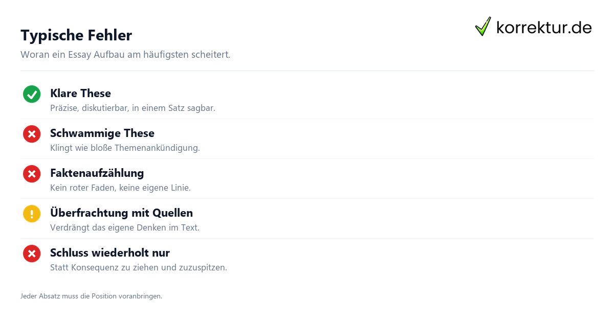 Typische Fehler Typische Fehler im Essay Aufbau vermeiden