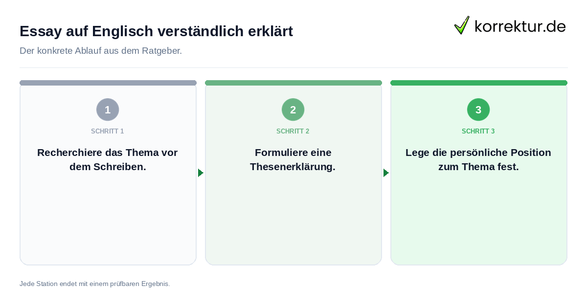 Konkrete Schritte zu Essay auf Englisch verständlich erklärt