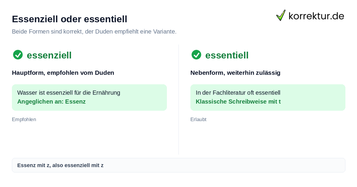 Essenziell oder essentiell Essenziell oder essentiell: richtige Schreibweise im Vergleich