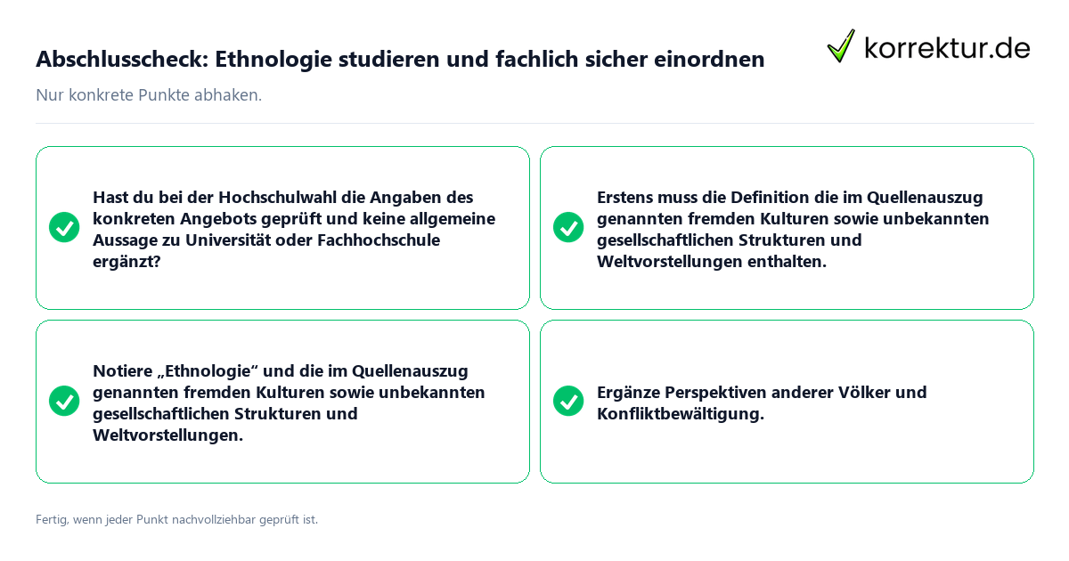Abschlusscheck: Ethnologie studieren und fachlich sicher einordnen Konkreter Abschlusscheck zu Ethnologie studieren und fachlich sicher einordnen