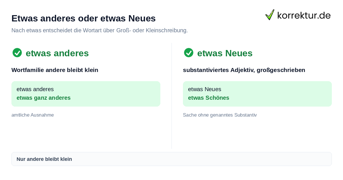 Etwas anderes klein oder groß schreiben Beispiel im Vergleich
