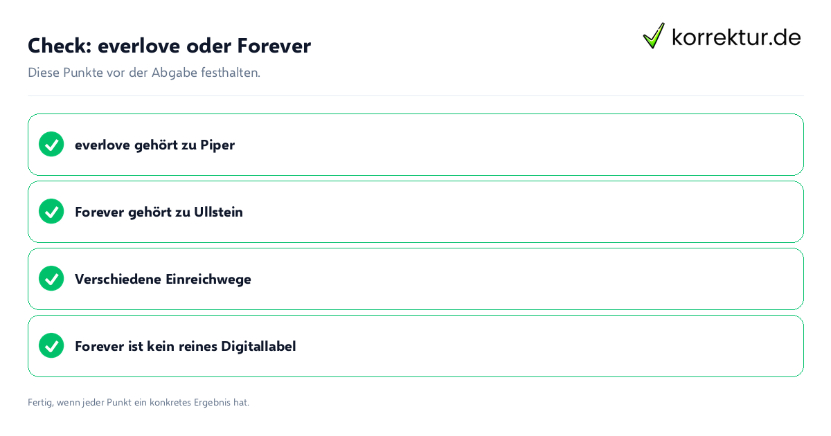 Check: everlove oder Forever everlove oder Forever: Prüfliste mit vier Punkten