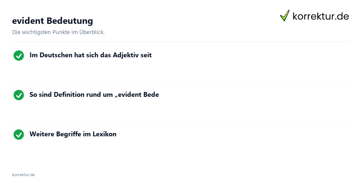 evident Bedeutung evident Bedeutung: Überblick