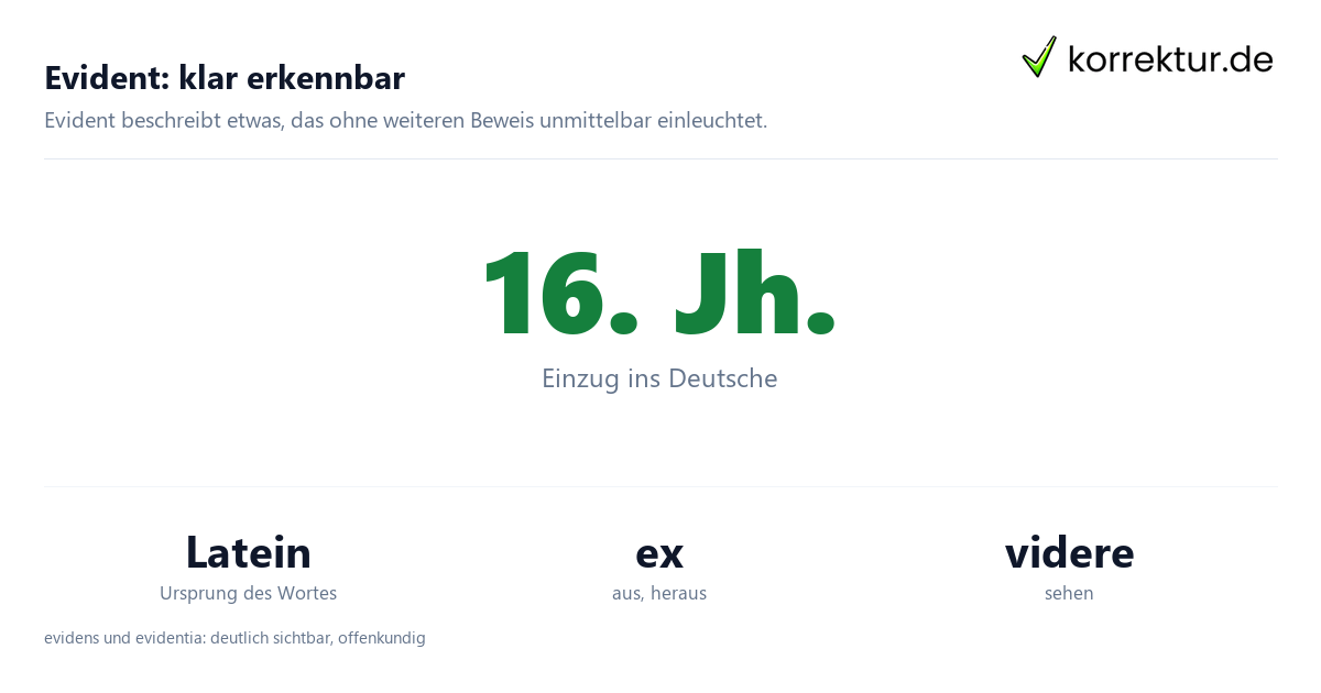 Evident: klar erkennbar Evident Bedeutung: Herkunft aus dem Lateinischen im Überblick