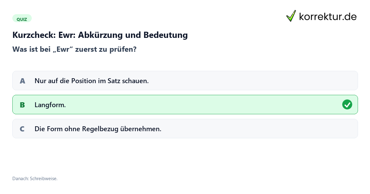 Ewr: Abkürzung und Bedeutung mit einem Kurzquiz zum sinnvollen nächsten Schritt