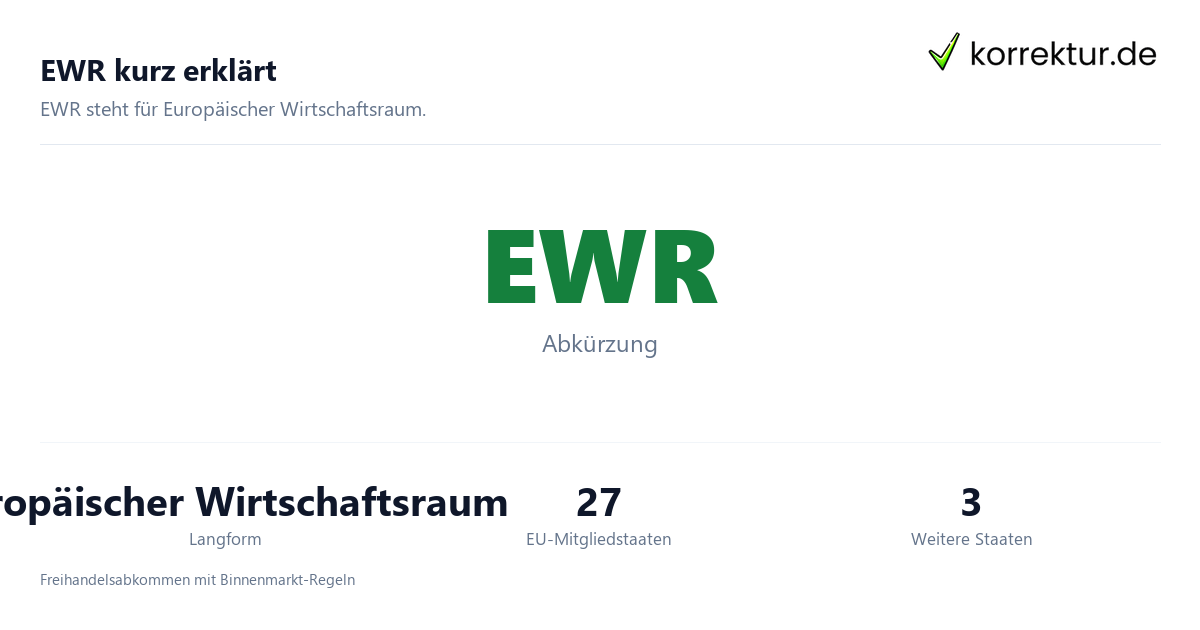 EWR kurz erklärt Was bedeutet die Abkürzung EWR? Infografik zum Europäischen Wirtschaftsraum
